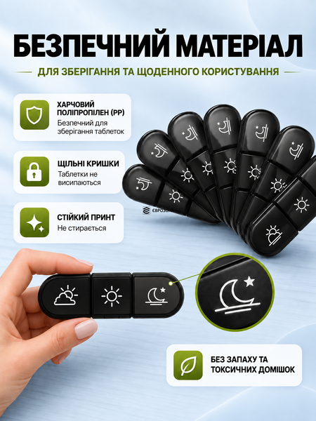 Органайзер для таблеток на 7 дней Черный (TABL-BLACK) фото