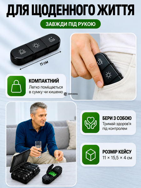Органайзер для таблеток на 7 дней Черный (TABL-BLACK) фото