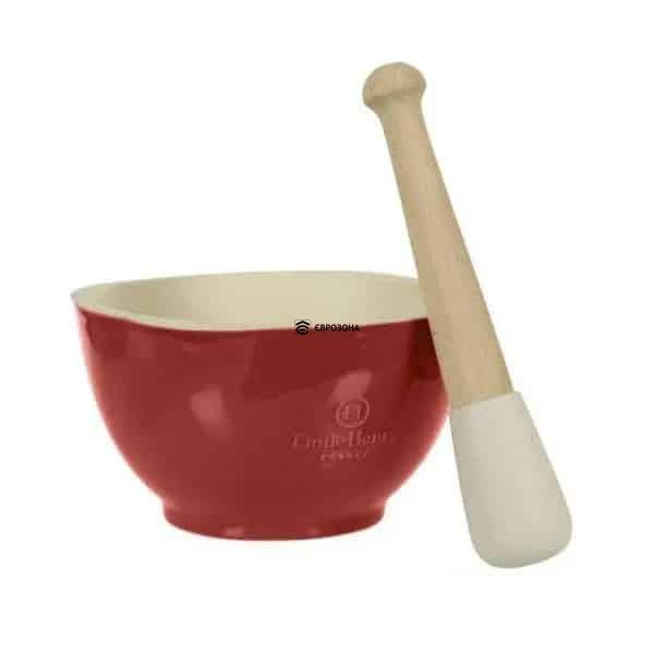 Cтупка з товкачем Emile Henry Kitchen tools 0.45л, червона (340255) фото