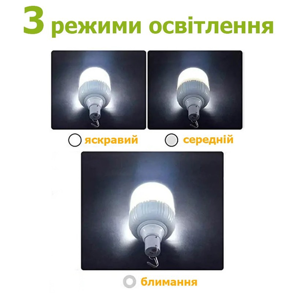 80W LED Лампа туристическая кемпинговая. Светильник аккумуляторный, фонарь-ночник с подвесом (LED-KEMP-01) фото