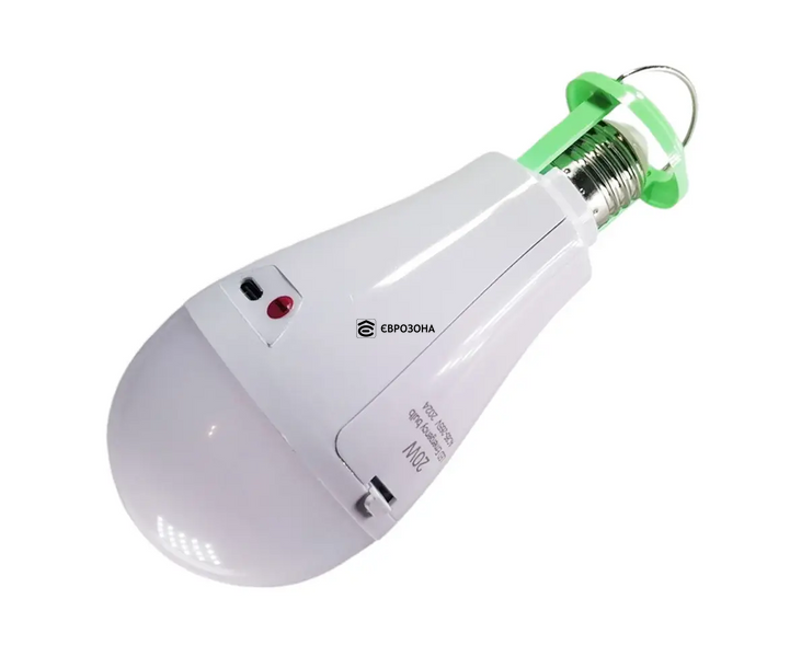Акумуляторна LED лампочка E27 20W  &mdash; аварійна, автономна, переносна (LAMP-20W) фото