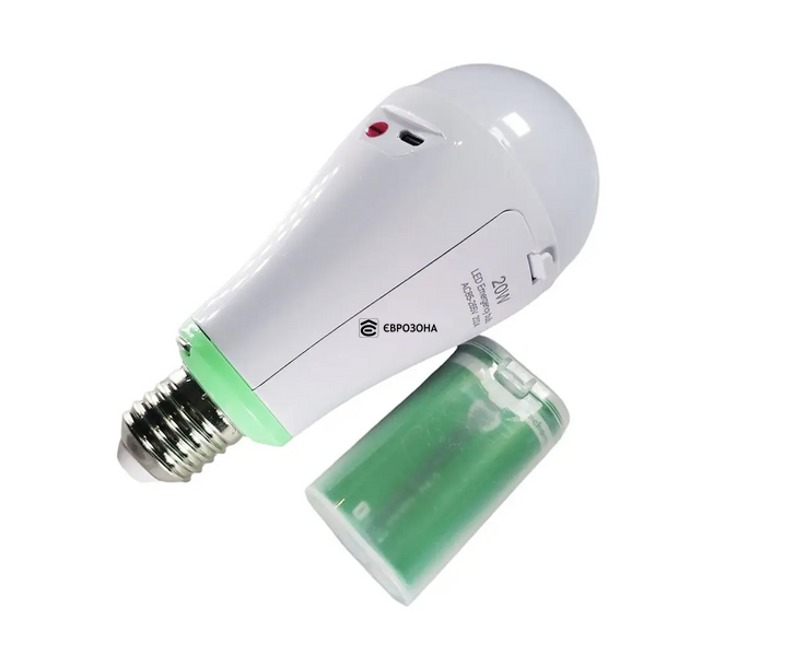 Акумуляторна LED лампочка E27 20W  &mdash; аварійна, автономна, переносна (LAMP-20W) фото