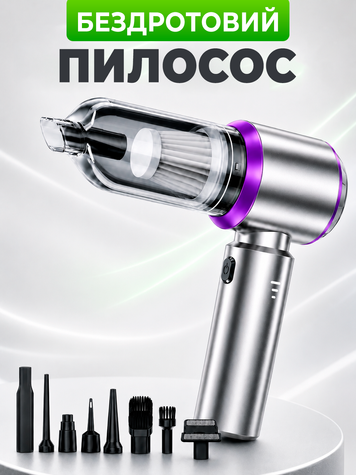 Автомобільний пилосос акумуляторний 6000 mAh бездротовий для авто (VACUUM-01) фото