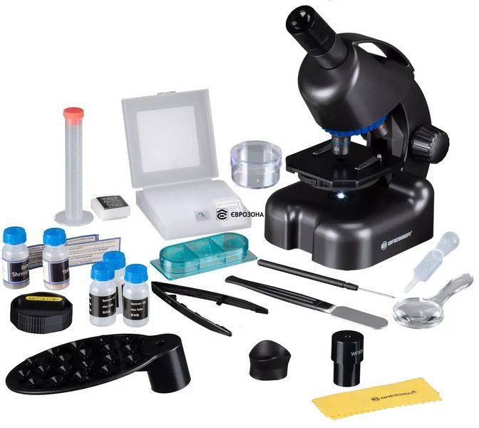 Микроскоп Bresser Junior CM-04 100x-900x Black с набором для опытов и адаптером для смартфона (14951) фото