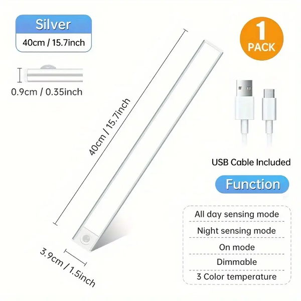 30 см - LED светильник аккумуляторный с датчиком движения и освещения USB Type-C (E-00019) фото