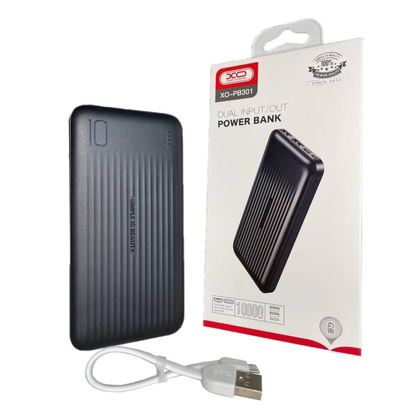 Портативний акумулятор Power Bank XO 10000mAh 2xUSB, 1xType-C, 1xMicro-USB Чорний (PB301) фото