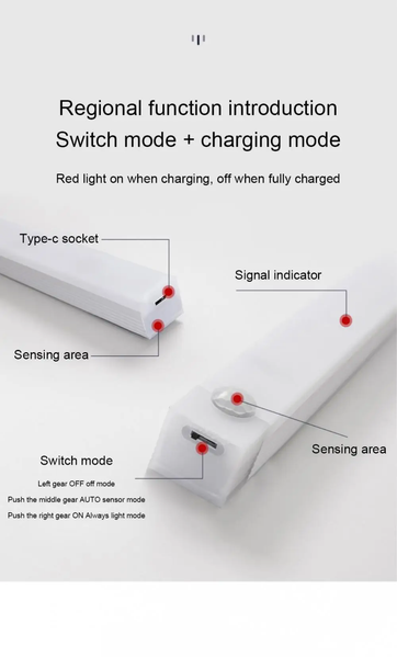 LED світильник Dutrieux бездротовий акумуляторний з датчиком руху 20 см USB (LED-020) фото