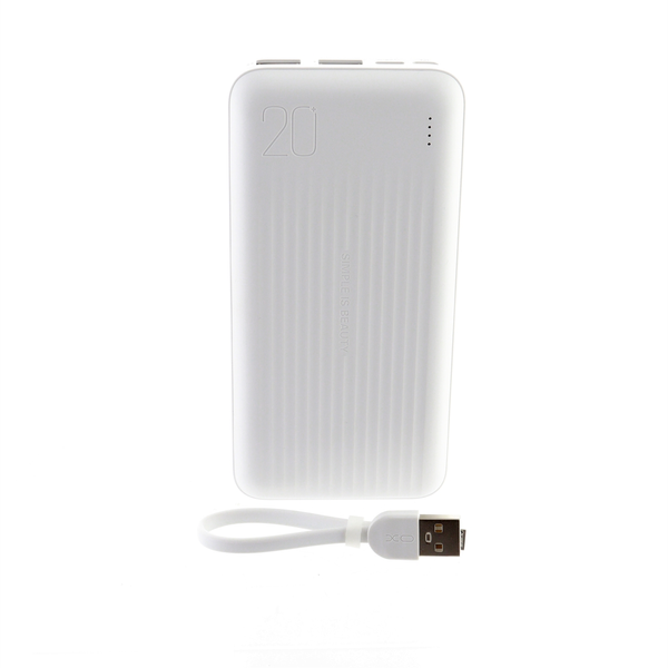 Портативний акумулятор Power Bank XO 20000mAh 2xUSB, 1xType-C, 1xMicro-USB Білий (PB302) фото