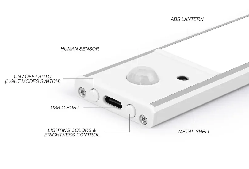 30 см - LED світильник акумуляторний з датчиком руху та освітлення USB Type-C (LED-30-XIA) фото