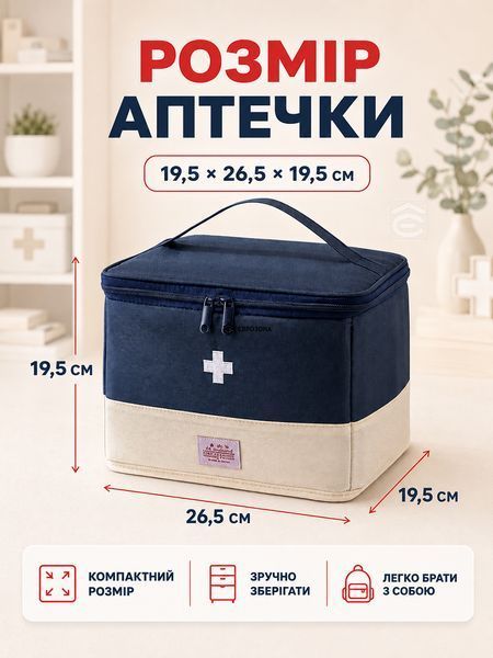 Аптечка, сумка-органайзер для медикаментів каркасна Синя 19,5x26,5x19,5 см (MEDORG-01BLU) фото