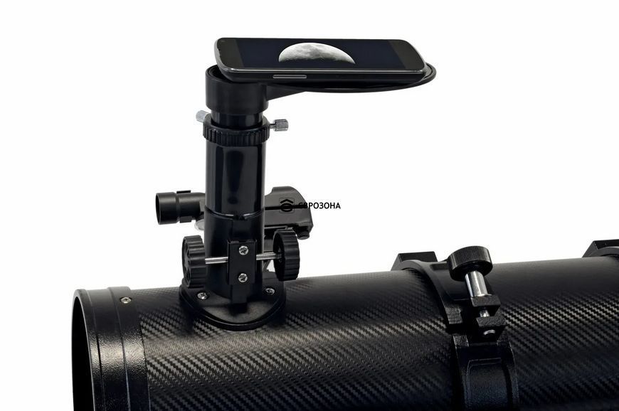 Телескоп Bresser Pluto II 114/500 EQ Carbon з сонячним фільтром та адаптером для смартфона (4614500) фото