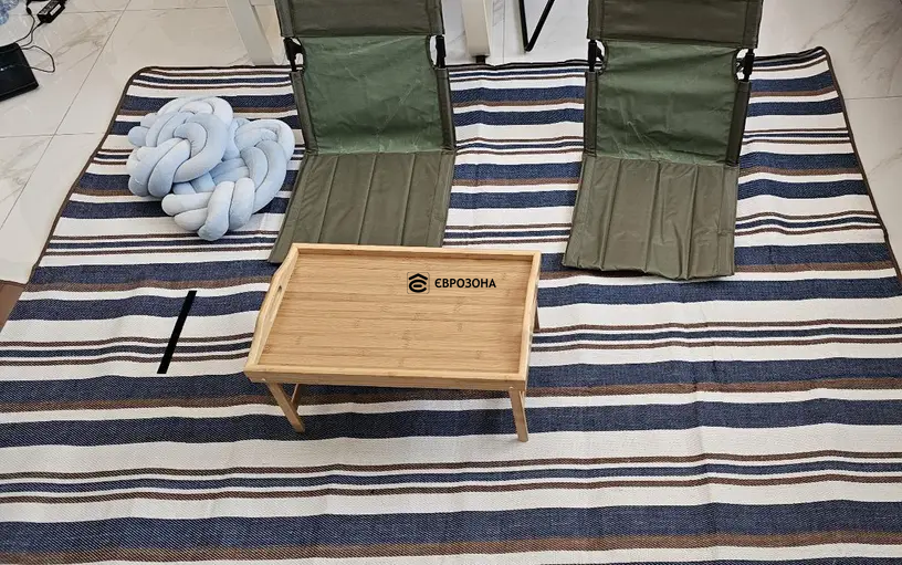 Килимок водонепроникний для пікніка та пляжу з ручкою 150x200 см (KILIM-152.4x203.2-BLUE) фото