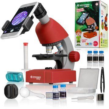 Мікроскоп Bresser Junior 40x-640x Red з набором для дослідів та адаптером для смартфона (8851300E8G000) фото