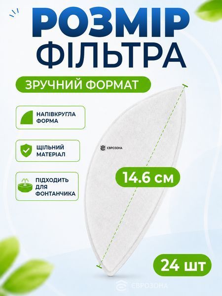Фільтри для фонтанчика змінні фільтри для поїлки 2.5&ndash;3 л з поліефірного волокна 24 шт (Filt-24) фото