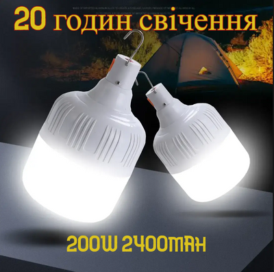 200W 2400 mAh - LED-лампа туристическая кемпинговая аккумуляторная с подвесом до 20 часов свечения (KEMP-200W-2400) фото