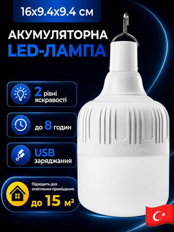 16х9.4х9.4 см - LED Лампа туристична кемпінгова cвітильник акумуляторний ліхтар нічник з підвісом (CATA-CT-4279) фото