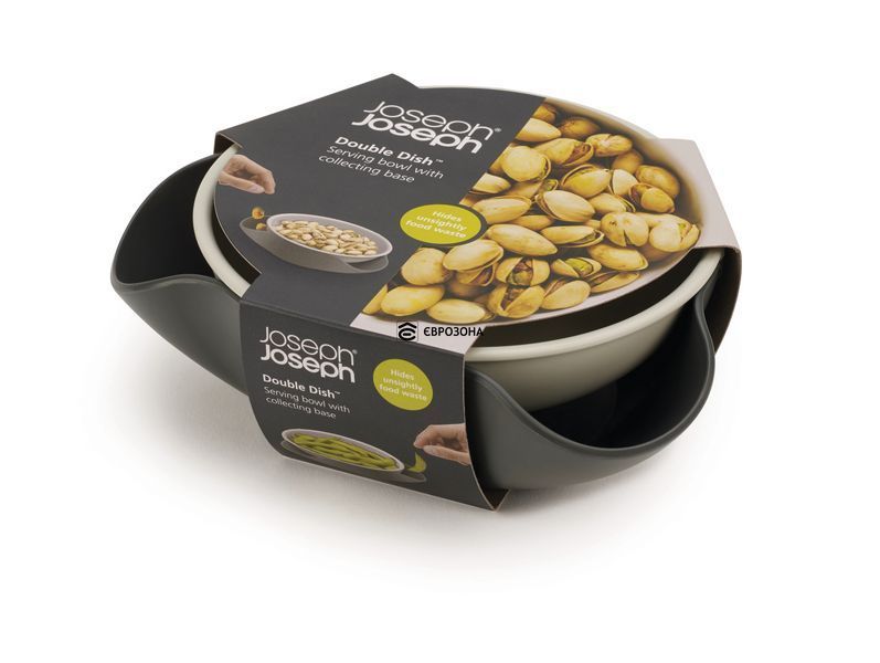 Миска Joseph Joseph Double Dish з піддоном для збору сміття Сірий (20156) фото